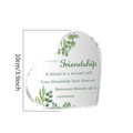 Detailed view of 10cm heart acrylic ornament with eucalyptus print and friendship quote - Friendship Quotes Style (SJ009) / 10x10x1cm