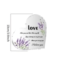 Close-up of heart acrylic plaque with lavender prints and romantic English quotes - SJ011/10*10*1