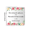 Close-up of square acrylic decor with floral watercolor pattern and motivational quote - SJ032/10*10*1