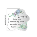 Detail of floral acrylic plaque with love quote and 10cm size dimension markings - 10x10cm (SJ046)