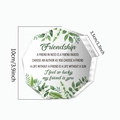 Souvenir dell'amicizia ottagonale in acrilico con foglie verdi, misura 10cm x 3,5cm - SJ001/10*10*1