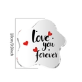 Detailansicht der unregelmäßigen Acryl-Deko mit Love You Forever Text und Herzmotiv - SJ014 (10x10x1cm)