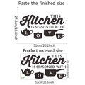 Detailed size chart for black Kitchen IS SEASONED WITH LOVE wall sticker and decals - 29.5x52cm