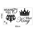 Afmetingen voor His Queen en Her King muurstickers met kronen in zwart 60cm bij 34cm - 34x60cm