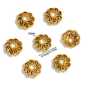 Golden hollow flower spacer beads for DIY jewelry making with 2mm hole and 0.9cm diameter - A6-250 Antique Gold