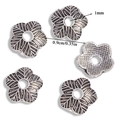 Vintage silver flower spacer beads for DIY jewelry making featuring intricate petal textures - A6-251 Antique Silver