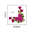 Detailansicht lila Rosen-Wandaufkleber mit grünen Blättern, Größe 17,5cm x 16,8cm - Rosarot Stil (KG292)
