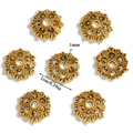 7 pieces of vintage gold hollow flower bead spacers with detailed embossed dot patterns - A6-252 Antique Gold
