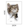 Detailansicht 3D Katzen Wandaufkleber mit Maßen von 30cm Höhe und 20cm Breite im Bild - Getigerte Katze Spähend Stil (M-182)