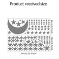 Layout dettagliato degli adesivi murali grigi con luna e stelle e dimensioni - Grigio