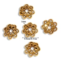 Vintage golden flower spacers for DIY bracelets with 0.8cm diameter and 1mm hole size - A6-256 Antique Gold