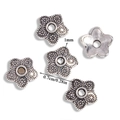 Vintage silver alloy five-petal flower spacer beads 7mm for DIY bracelet jewelry making - A6-257 Antique Silver