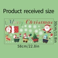 Flache Ansicht von Weihnachtsmann Wandstickern mit Rentier und Schneemann auf 30x58cm - 30*58cm / Mehrfarbig (30*58cm)