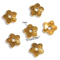 Golden flower alloy spacers beads with textured relief for DIY jewelry making - A6-257 Antique Gold