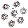 Retro flower alloy spacer beads for DIY jewelry making, 8mm diameter with 2mm hole - A6-258 Antique Silver