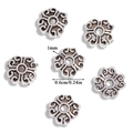 Retro silver flower petal spacer beads for DIY jewelry with 0.6cm diameter and 1mm hole - A6-259 Antique Silver