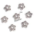 Silver vintage flower spacer beads for DIY bracelets, 8mm diameter with 1mm hole size - A6-261 Antique Silver