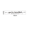 Detailansicht des 60x10cm Wandtattoos mit Inspirationsspruch und Maßen auf Weiß - 10*60cm