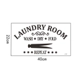 Minimalist black Laundry Room wall sticker with Wash Dry Fold Repeat art lettering - 22x40cm