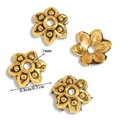 Vintage gold hollow flower spacer beads for DIY jewelry making 8mm diameter - A6-263 Antique Gold