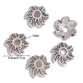 Vintage alloy flower spacer beads with leaf texture for DIY jewelry making - A6-264 Antique Silver