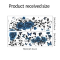 Sheet size detail of blue rose and butterfly wall stickers measuring 70x24cm - 24*70*2CM/FX7592