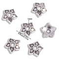 Set of six antique silver flower spacers for DIY jewelry with 8mm diameter and 1mm hole - A6-265 Antique Silver
