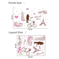 Detail of Eiffel Tower wall stickers showing 55x74cm finished size and layout dimensions - 45*60cm/FX8005 Printed