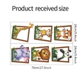 Detailed sheet view of FX7591 3D animal photo frame wall stickers with layout dimensions - 24cmx70cm