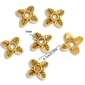 Golden flower-shaped alloy spacer beads with delicate petal textures for DIY jewelry - A6-266 Antique Gold