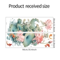 Gedetailleerde lay-out van aquarellen lotus en koi muurstickers, formaat elk 30x90cm - Lotus Koi Stijl (FX-C437)