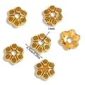 Golden flower petal metal spacer beads for DIY jewelry with embossed dot texture - A6-268 Antique Gold