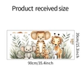 Cartoon giraffe and lion wall sticker sheet showing product layout and dimensions 90x39cm - FX-F526 Style