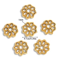 Golden flower hollow metal spacer beads for DIY jewelry making 0.7cm 6 pieces - A6-269 Antique Gold