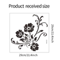 Detalle del adhesivo de pared floral negro de 29cm x 29cm con dimensiones - 29x29cm (M-312)