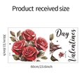 Flache Ansicht der Valentinstag Wandtattoo-Rosen mit Text Abmessungen 60x30cm - Rote Rose Stil (fun-b2) / Standardgröße