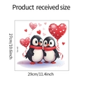 Detailed size layout of penguin stickers with heart balloons for bathroom decor - Penguin Heart Style (fun-m8)