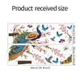 Detaillierte Blattmaße der Pfauenwandaufkleber mit einer Layoutgröße von 30x90 cm - Großer Pfau Blumenstil