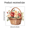 Detail showing the 29cm by 29cm rose flower basket wall sticker dimensions and layout - 29x29cm (fun-m17)