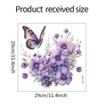 Detail of purple poppy flower and butterfly adhesive wall sticker for bathroom decor - 29*29CM (fun-m27)