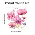 Detail van de 29x29cm vierkante muursticker met roze bloemen en een paarse vlinder - 29*29CM/fun-m24