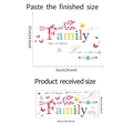 Detail showing Family wall sticker dimensions and layout for living room decor - 26*60CM/FX-A302