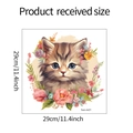 Dettaglio dell'adesivo murale gatto e fiori che mostra la dimensione compatta di 29cm - 29x29cm (fun-m21)