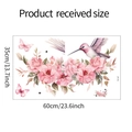 Dettaglio dimensioni adesivo murale con fiori rosa colibrì e farfalle in stile acquerello - 35x60cm (fun-g1)