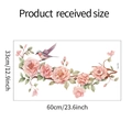 Floral wall sticker detailing received size 60x33cm with bird and pink rose design - 33*60CM(fun-f15)