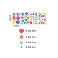 Guida alle taglie dei wall stickers a pois colorati acquerello per camerette bambini - Set da 4