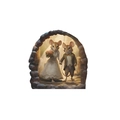 Sticker mural 3D avec souris mariés marchant sous une arche de pierre décorative - Souris de Mariage en Marche (fun-s3)