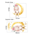 Cartoon rabbit on moon wall sticker detail showing finish size and layout dimensions - 30*60cm