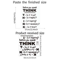 Dettaglio dell'adesivo murale THINK che mostra il layout e le dimensioni finali - 30*60cm*2pcs