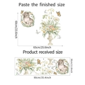 Detailed sheet layout and recommended dimensions of self-adhesive cat and vase wall stickers - Watercolor Cat Floral Style (FX-D285)
